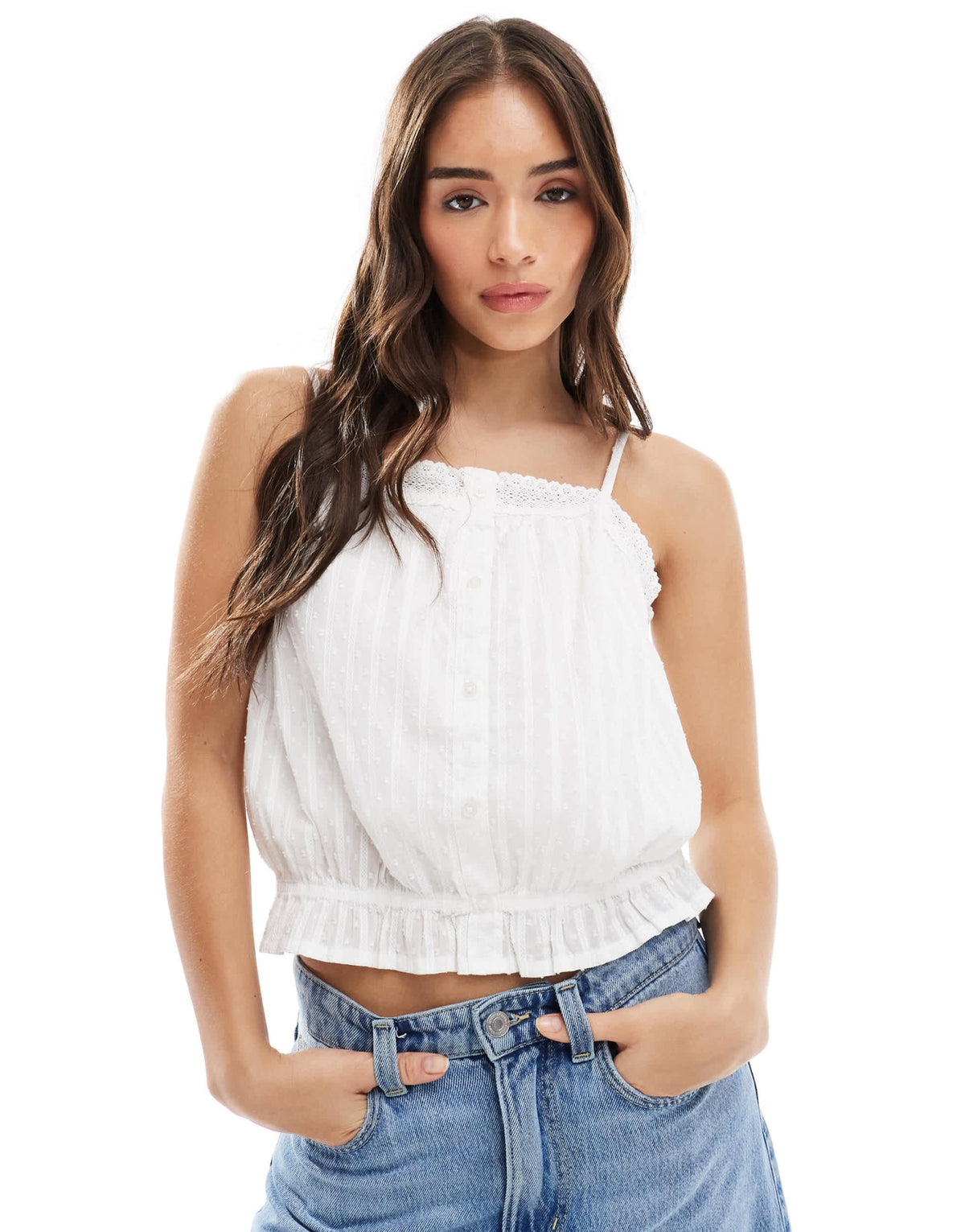 Pieces sleeveless boho cami top in white - ASOS Sample Sale