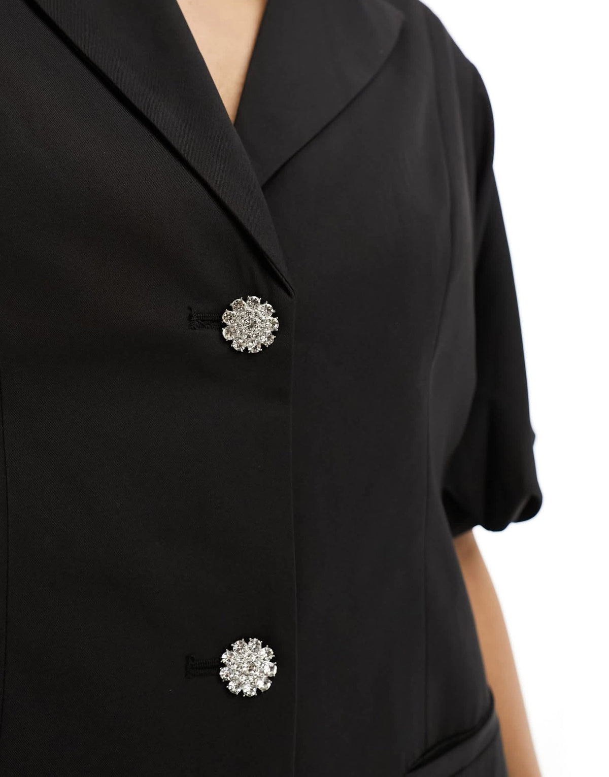 Pieces tailored mini dress with diamante buttons in black - ASOS Sample Sale
