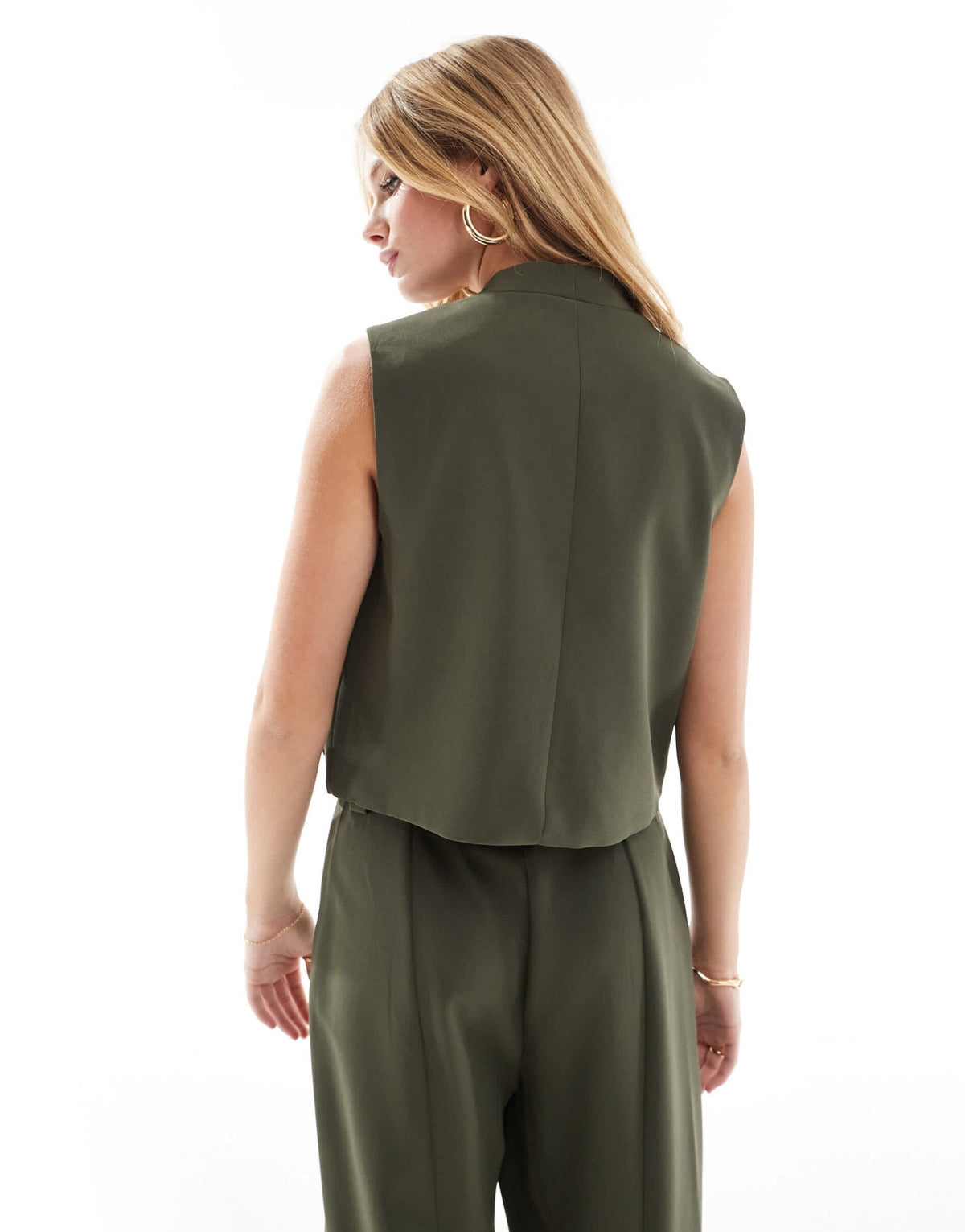 Pieces tailored waistcoat co-ord in khaki - ASOS Sample Sale