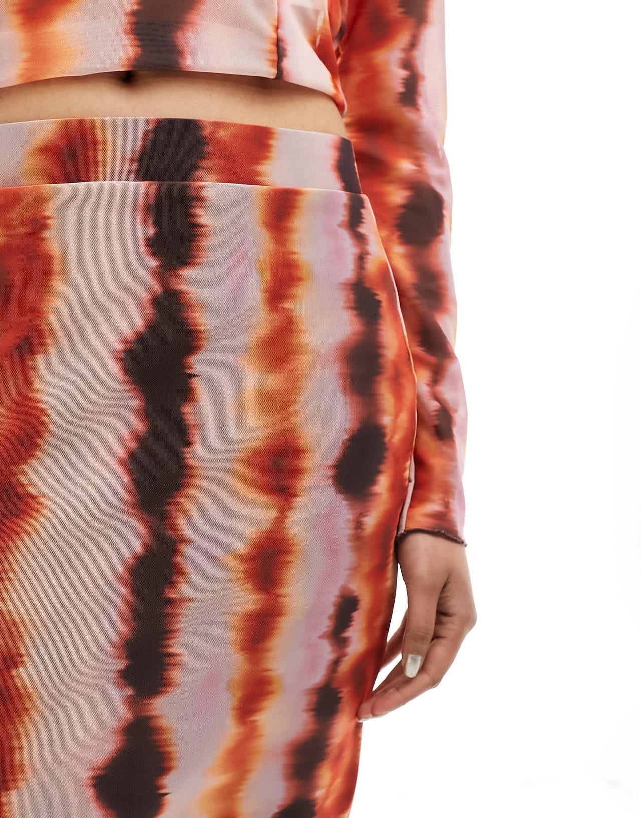 Pieces tie dye jersey midi skirt co - ord in multi - ASOS Sample Sale