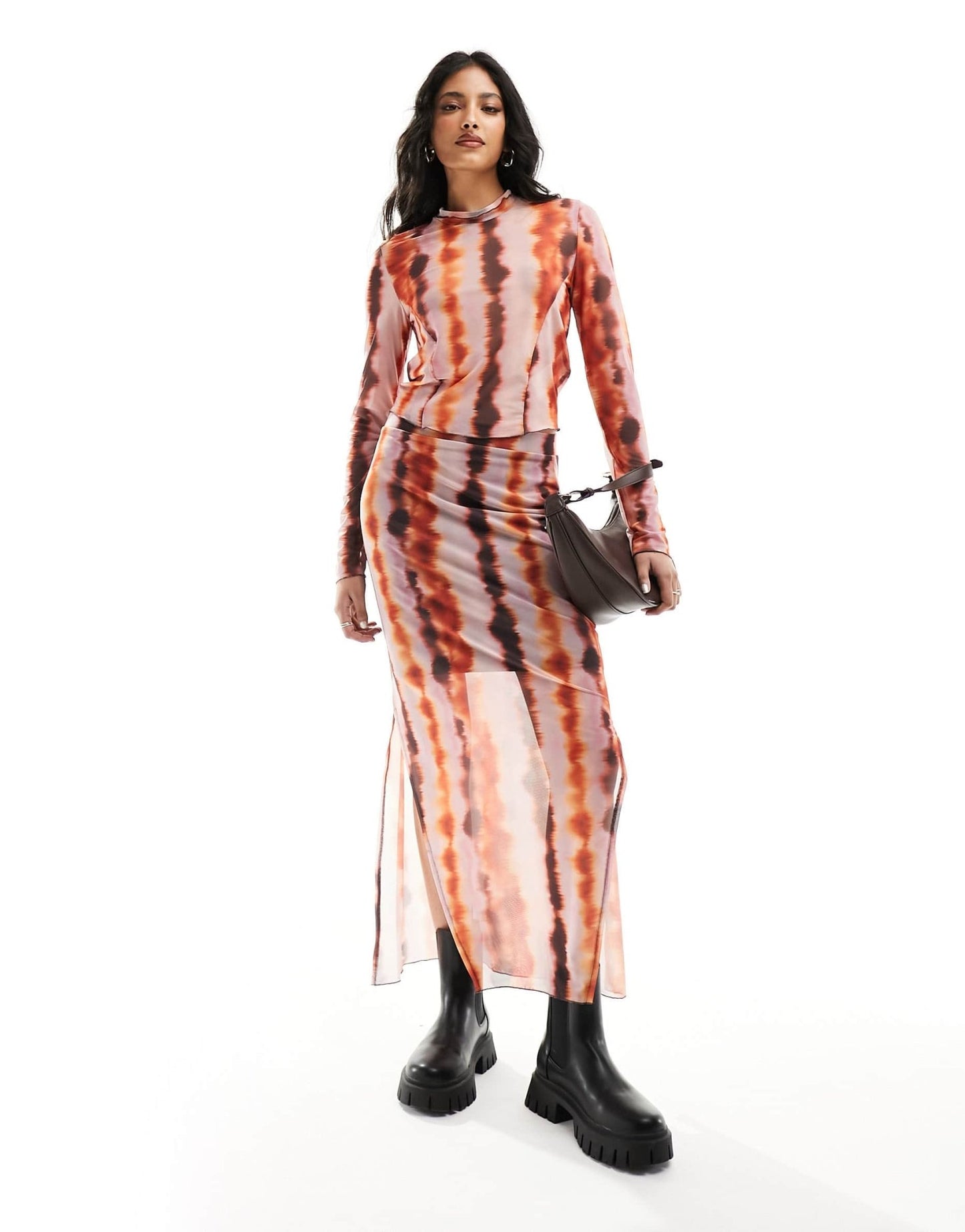 Pieces tie dye jersey midi skirt co - ord in multi - ASOS Sample Sale