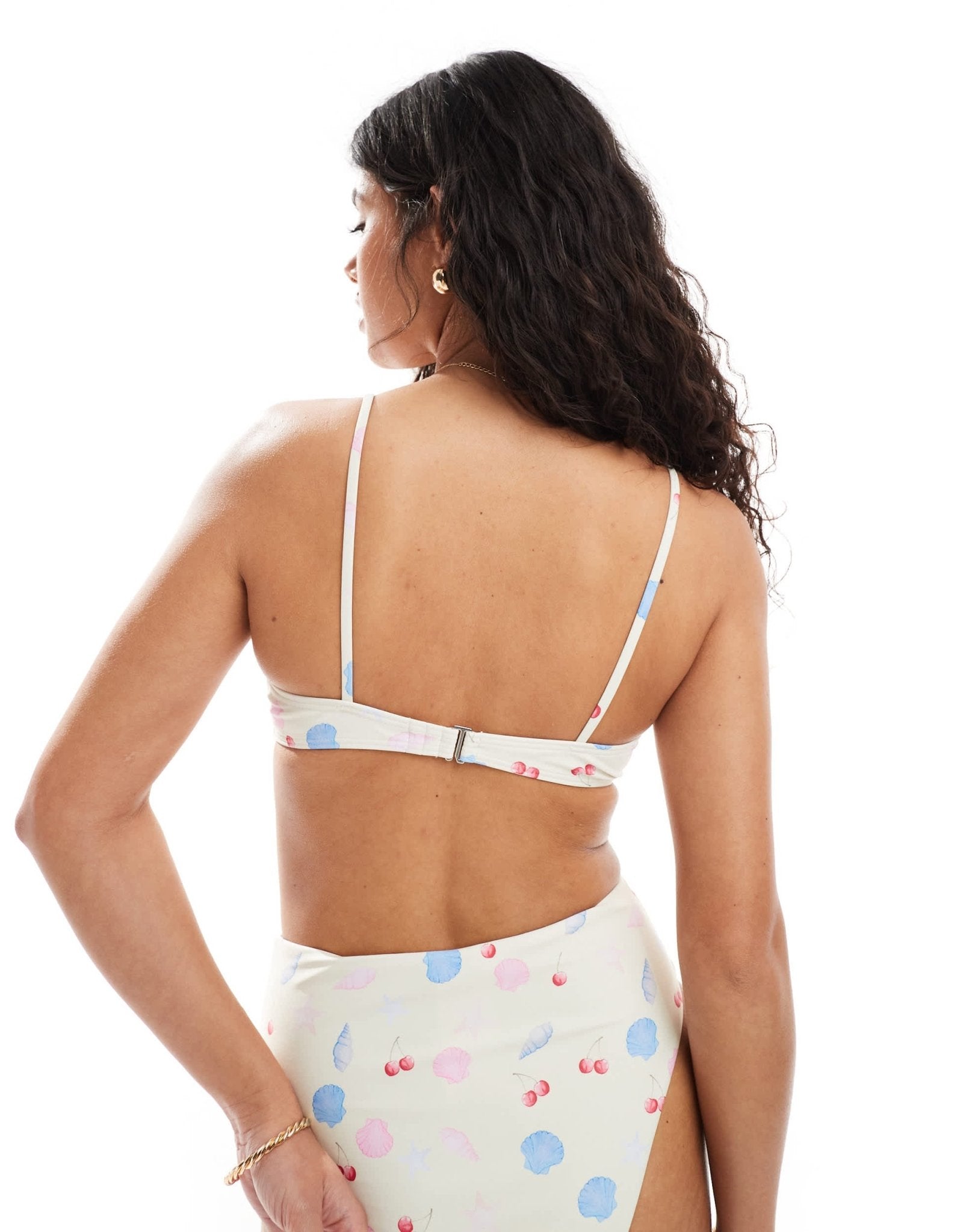 Pieces underwired tie front detail bikini top co-ord in seashell print - ASOS Sample Sale