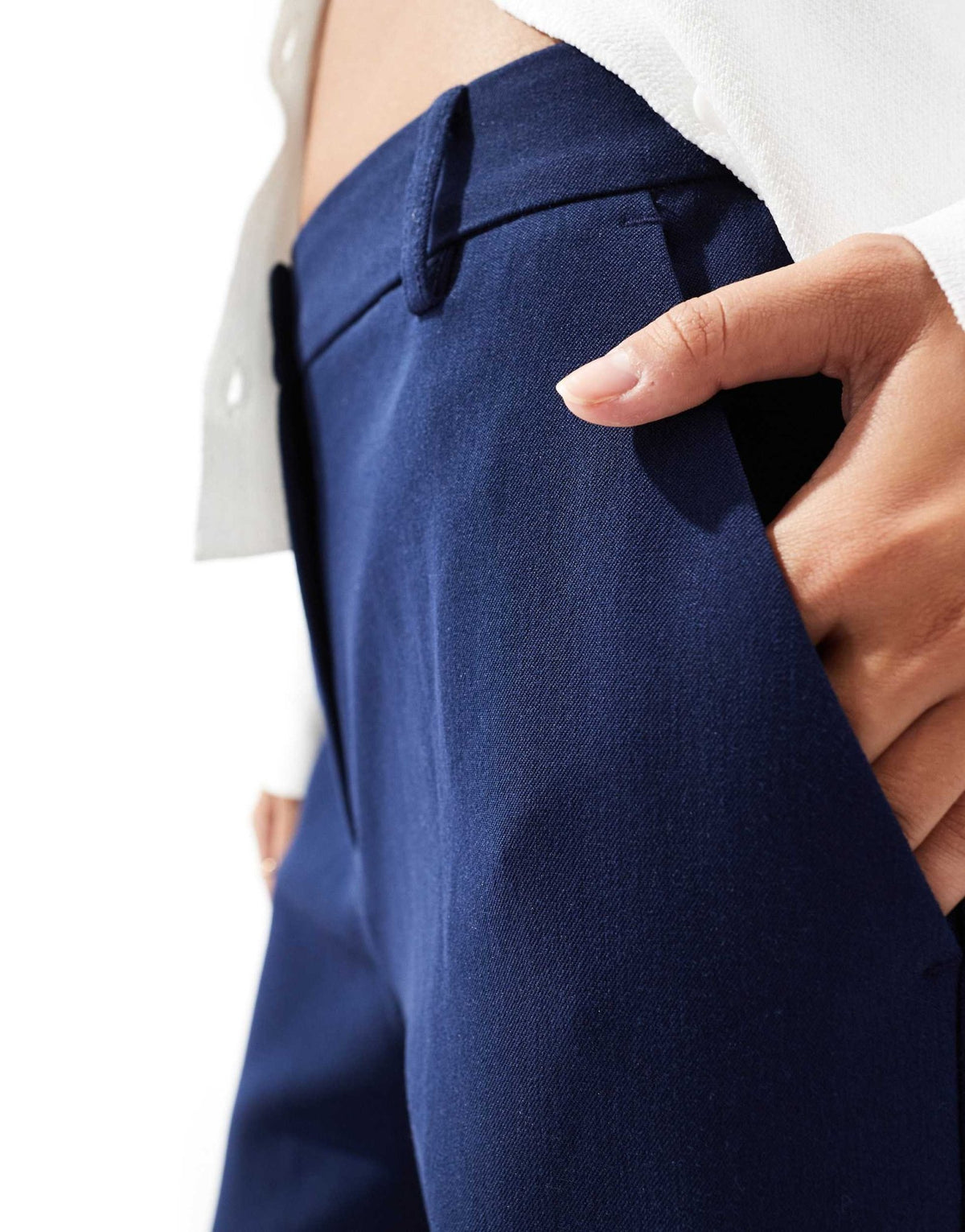 Pieces wide leg dad trousers with belt loops in navy - ASOS Sample Sale
