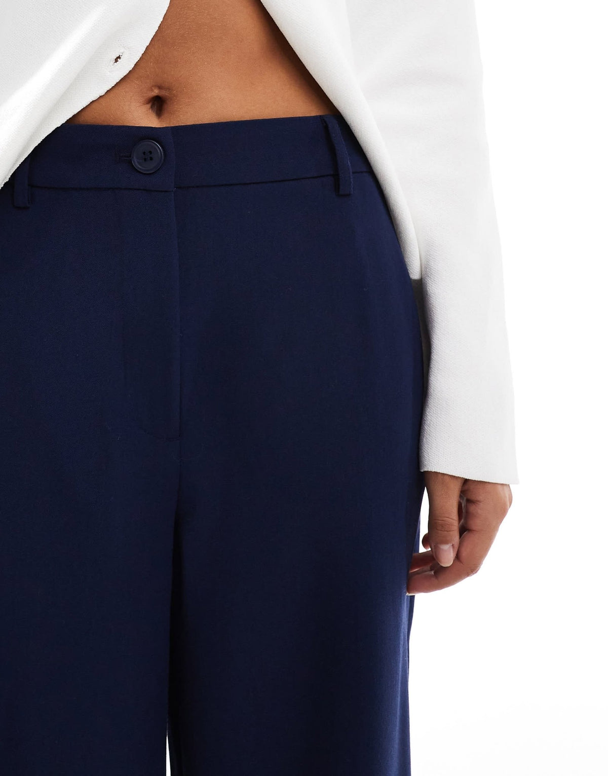 Pieces wide leg dad trousers with belt loops in navy - ASOS Sample Sale