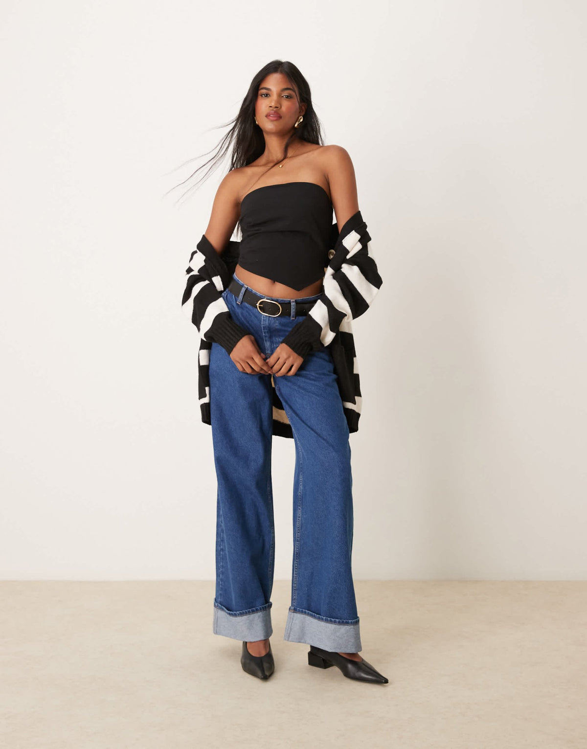 Pimkie bandeau asymmetric hem top in black - ASOS Sample Sale