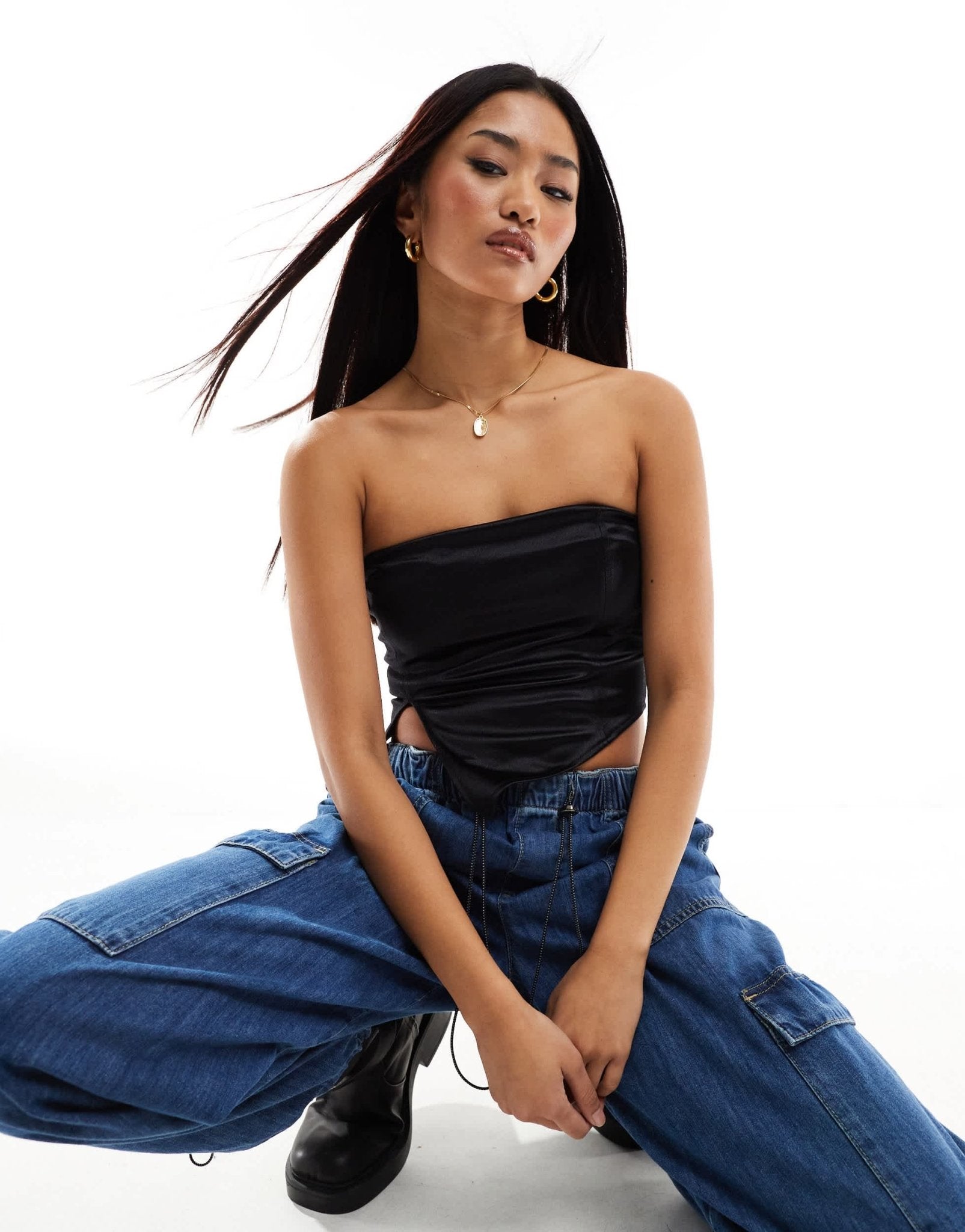 Pimkie bandeau asymmetric top in black - ASOS Sample Sale