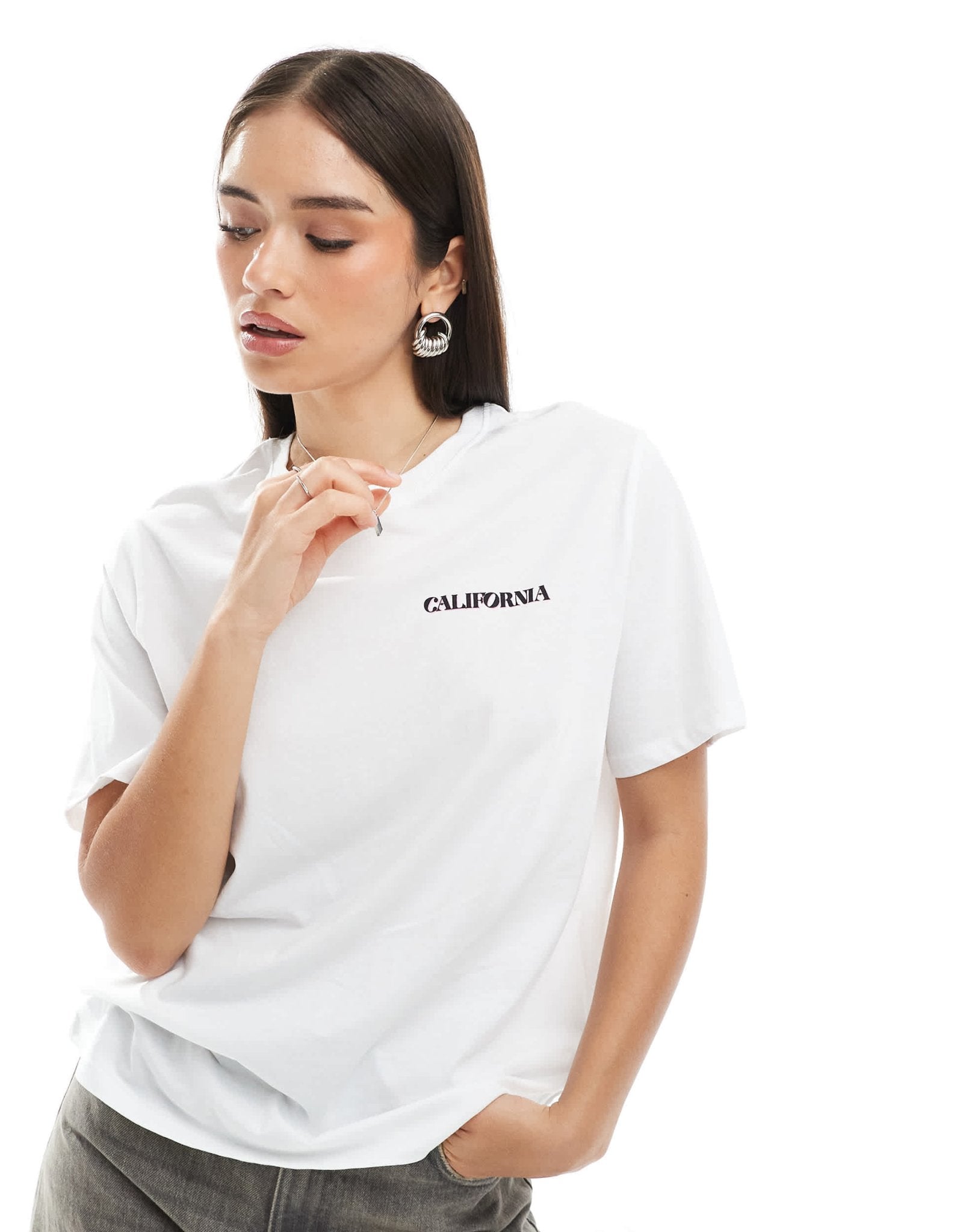 Pimkie California back print t-shirt in white - ASOS Sample Sale