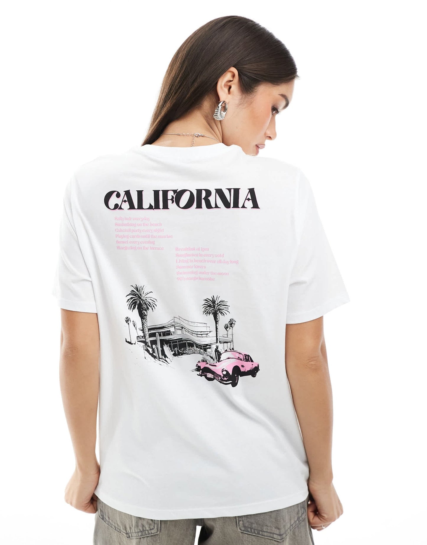 Pimkie California back print t-shirt in white - ASOS Sample Sale