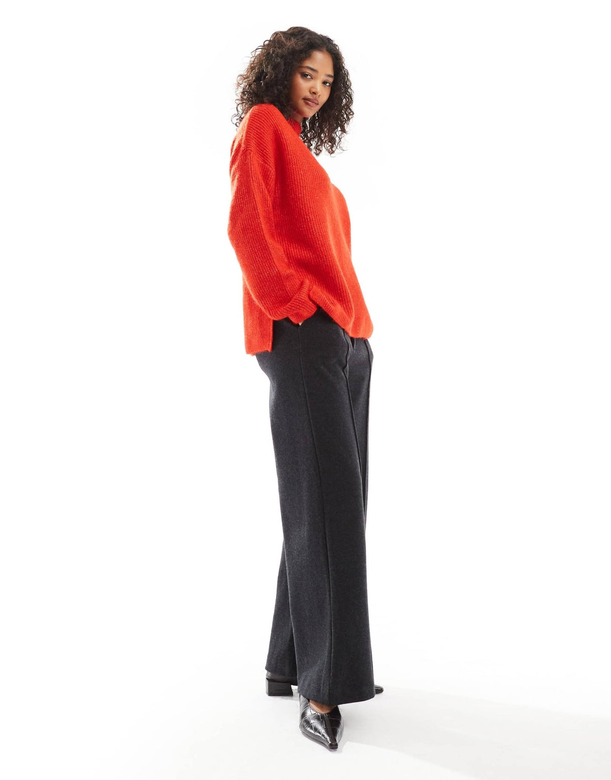 Pimkie high neck wide sleeve jumper in red - ASOS Sample Sale