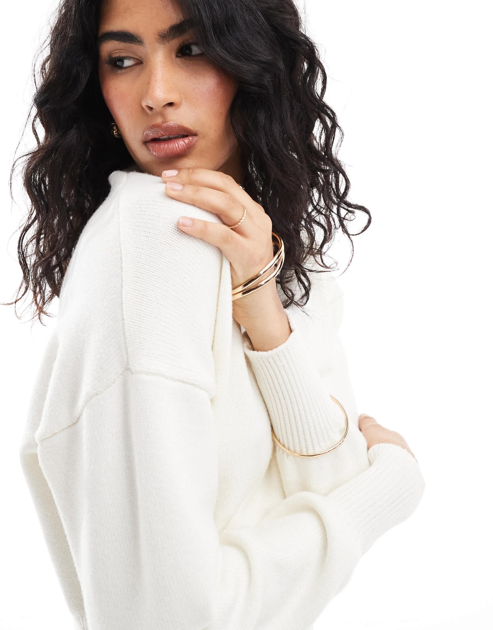 Pimkie knitted fitted mini jumper dress in cream - ASOS Sample Sale