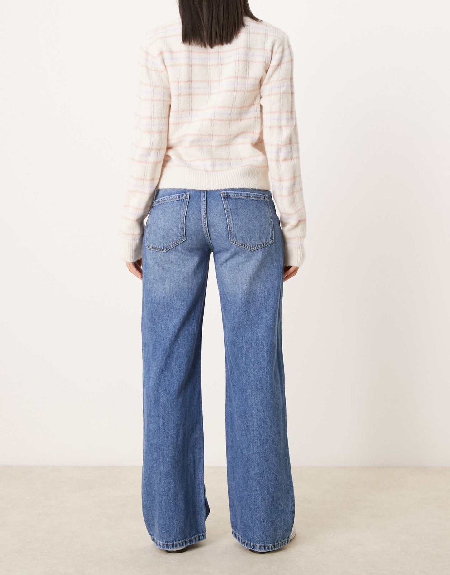 Pimkie low rise wide leg jeans in mid blue wash - ASOS Sample Sale
