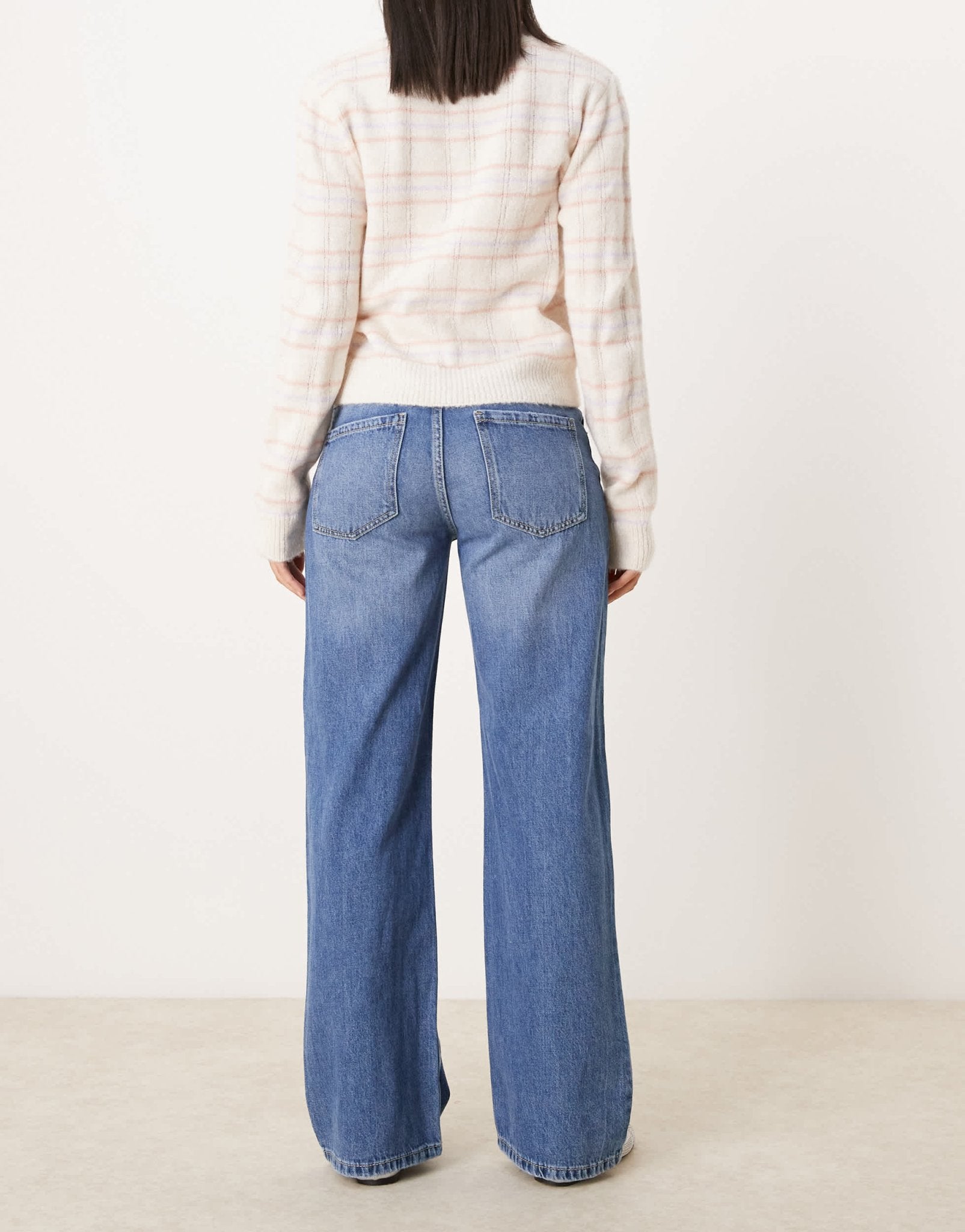 Pimkie low rise wide leg jeans in mid blue wash - ASOS Sample Sale