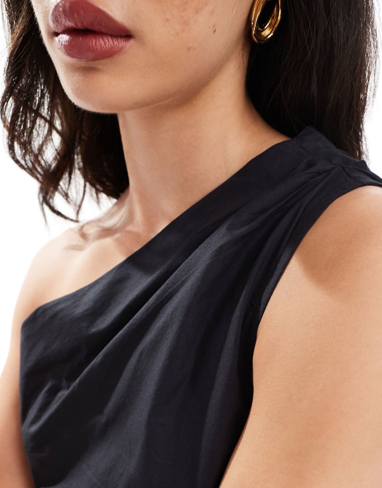Pimkie ruched one shoulder mini dress in black - ASOS Sample Sale