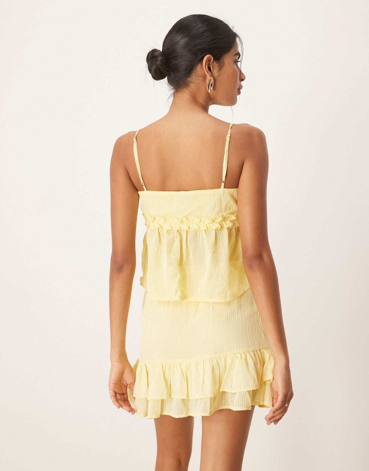 Pimkie ruffle tie front cami top co-ord in yellow stripe - ASOS Sample Sale