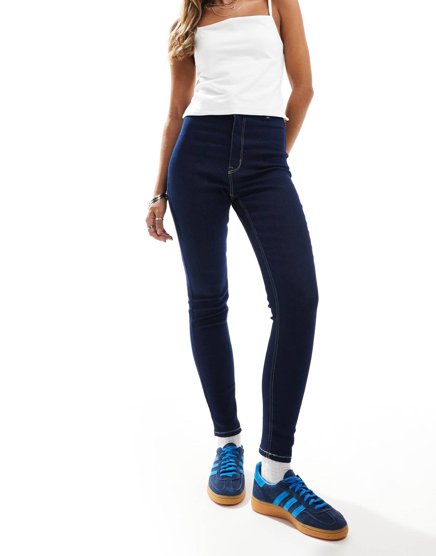 Pimkie skinny high waisted jeans in indigo - ASOS Sample Sale