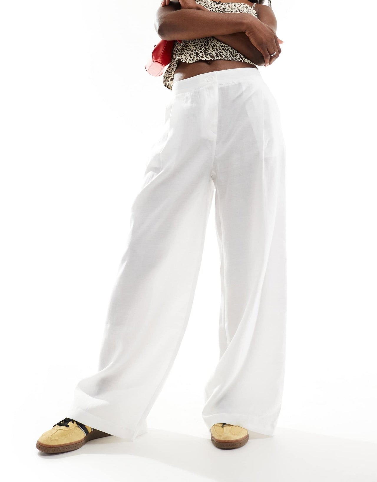 Pimkie wide leg trousers in white - ASOS Sample Sale