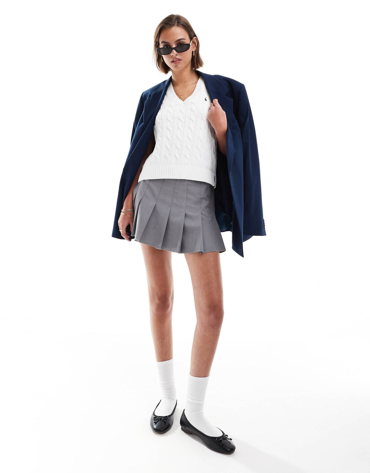 Polo Ralph Lauren cable knit vest with v neck in white - ASOS Sample Sale
