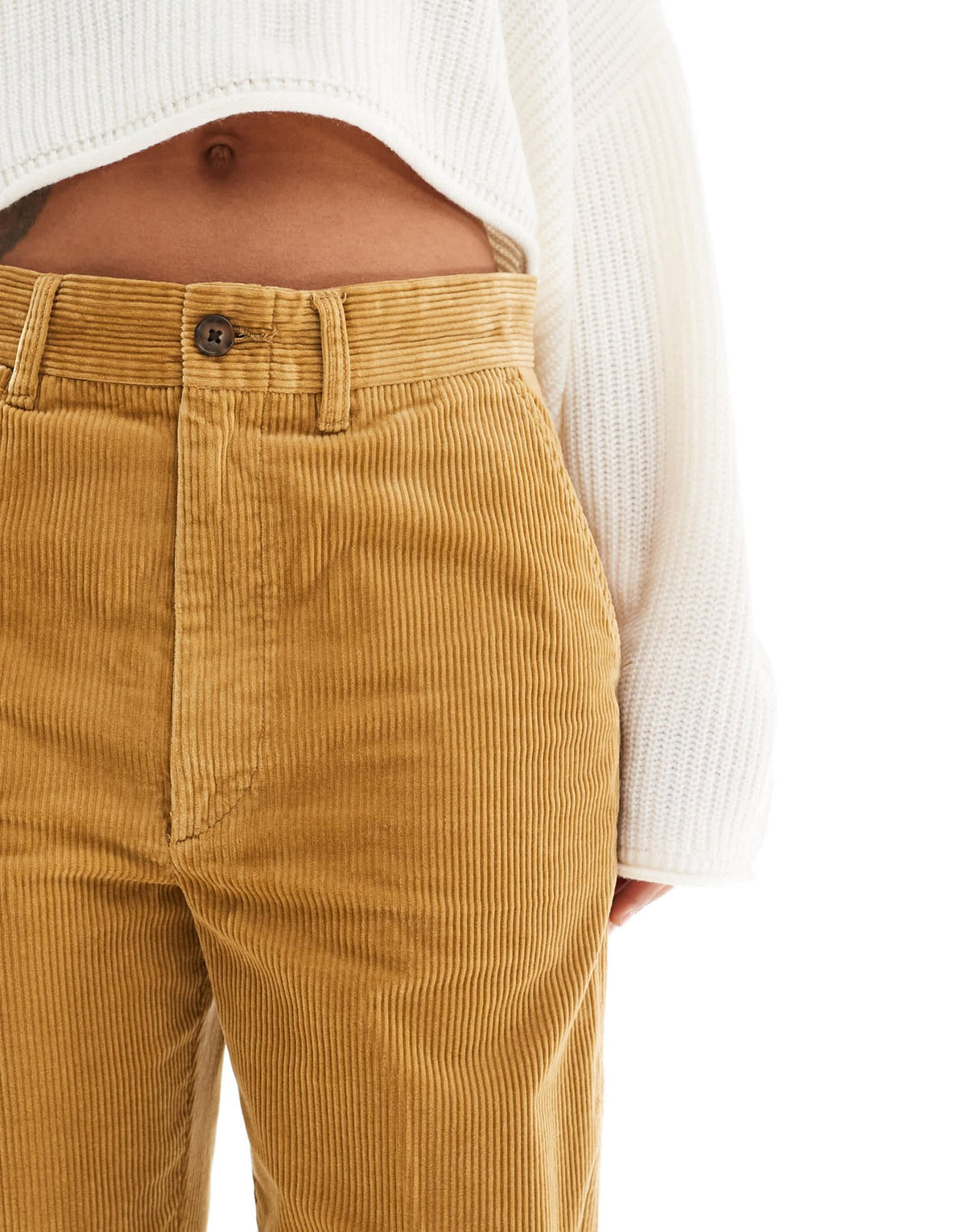 Polo Ralph Lauren cord wide leg cropped trousers in tan - ASOS Sample Sale
