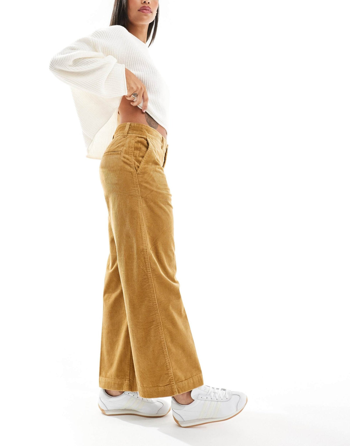 Polo Ralph Lauren cord wide leg cropped trousers in tan - ASOS Sample Sale