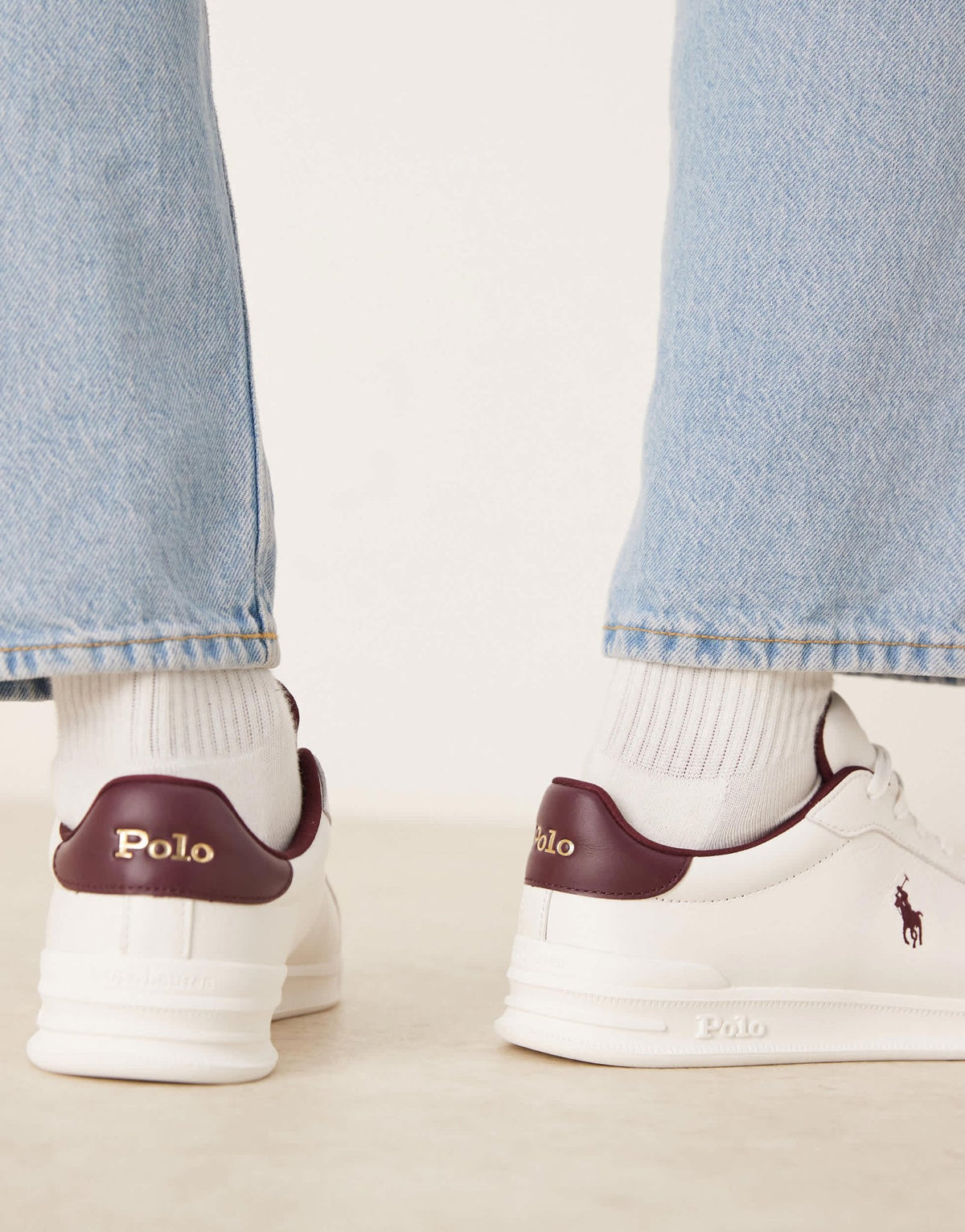 Polo Ralph Lauren Heritage Court trainer in white and burgandy - ASOS Sample Sale