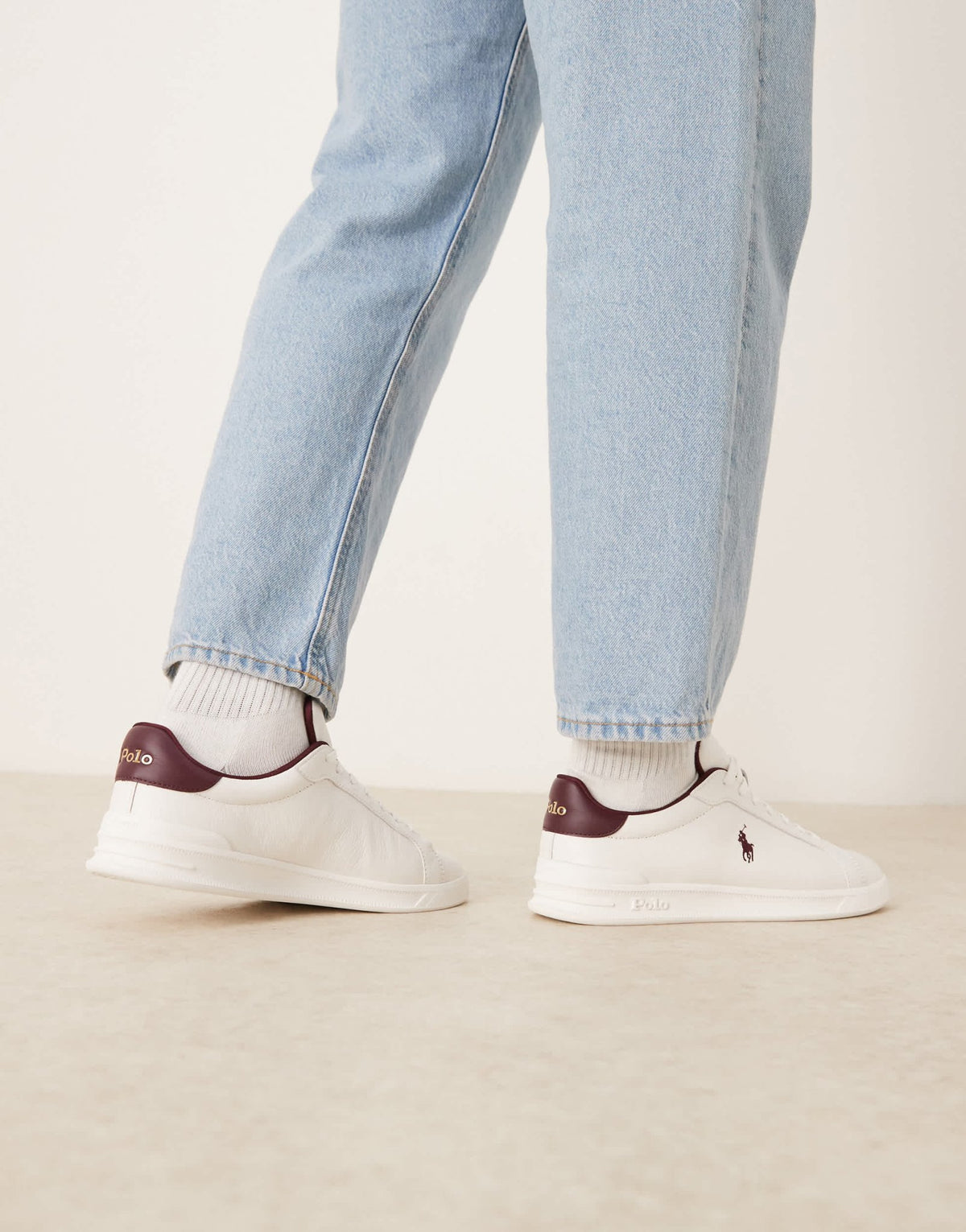Polo Ralph Lauren Heritage Court trainer in white and burgandy - ASOS Sample Sale