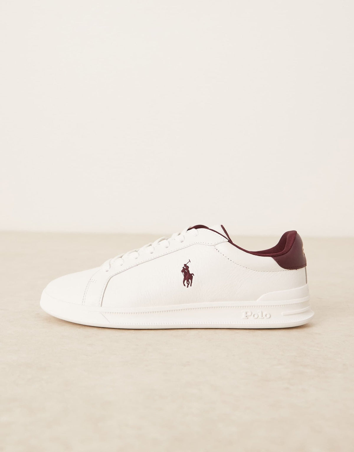 Polo Ralph Lauren Heritage Court trainer in white and burgandy - ASOS Sample Sale