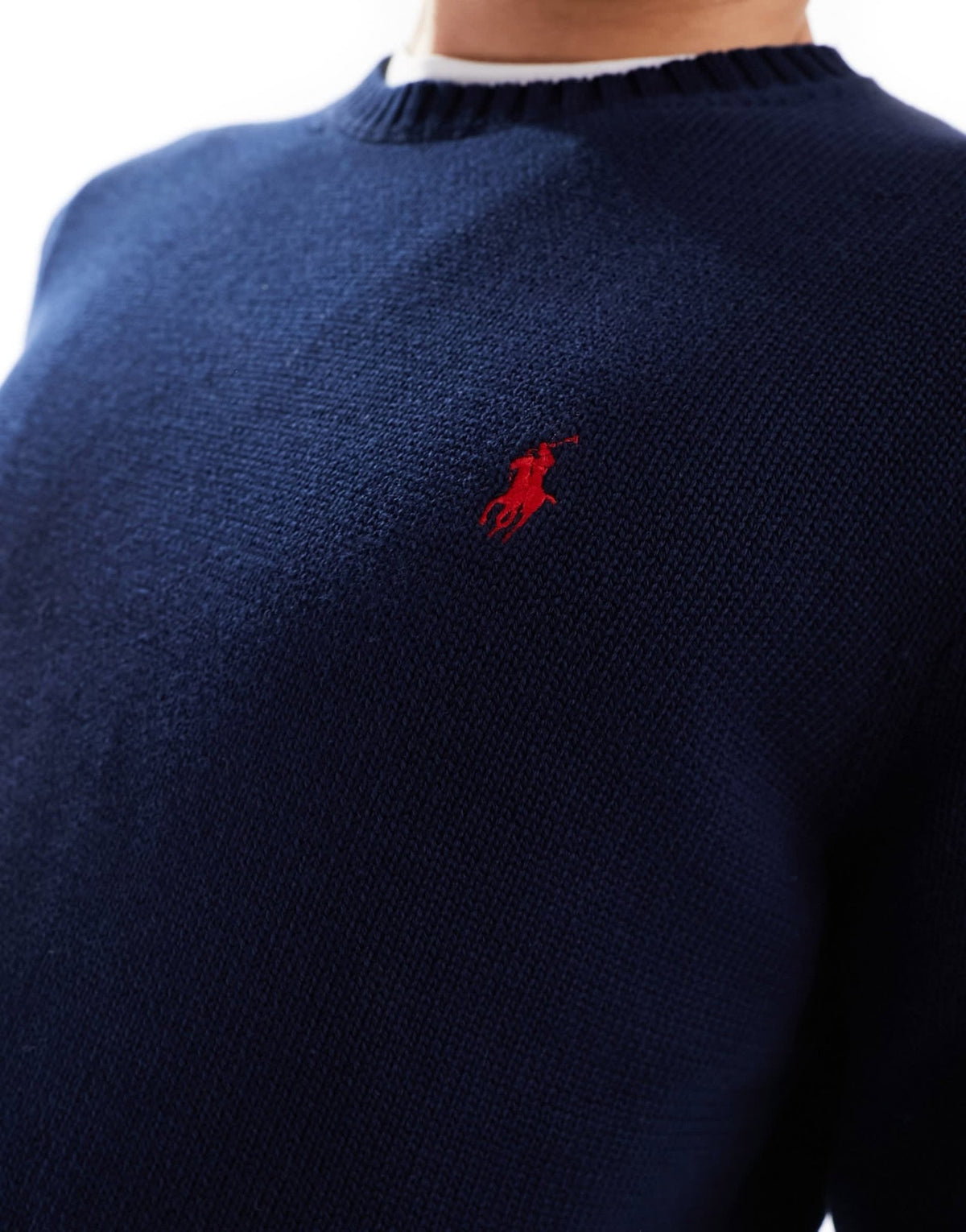 Polo Ralph Lauren icon logo heavyweight cotton knit jumper in navy - ASOS Sample Sale