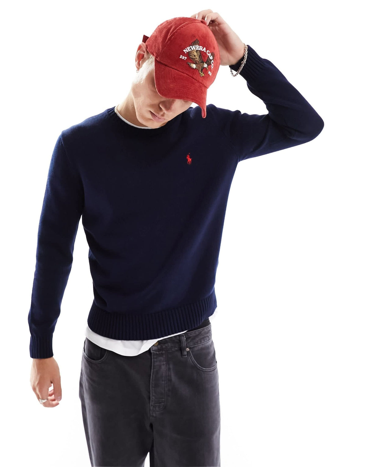 Polo Ralph Lauren icon logo heavyweight cotton knit jumper in navy - ASOS Sample Sale