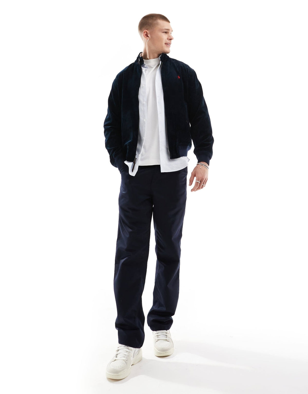Polo Ralph Lauren icon logo lined cord shirt jacket in navy - ASOS Sample Sale