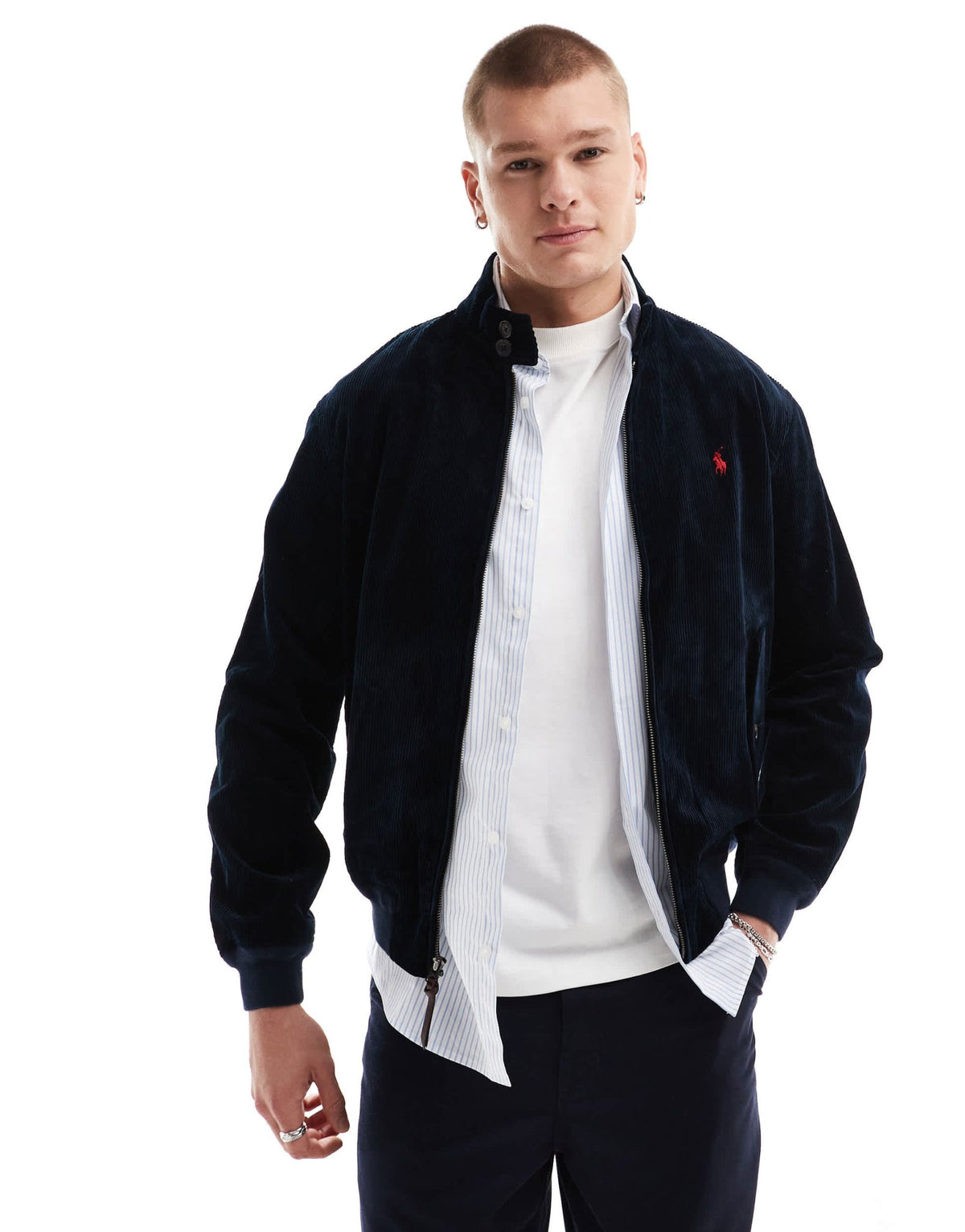 Polo Ralph Lauren icon logo lined cord shirt jacket in navy - ASOS Sample Sale