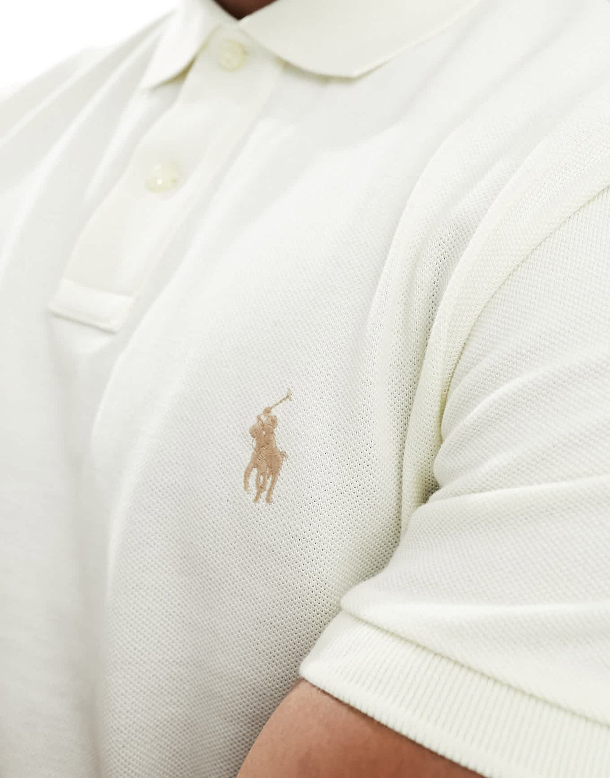 Polo Ralph Lauren icon logo pique polo slim fit in cream - ASOS Sample Sale