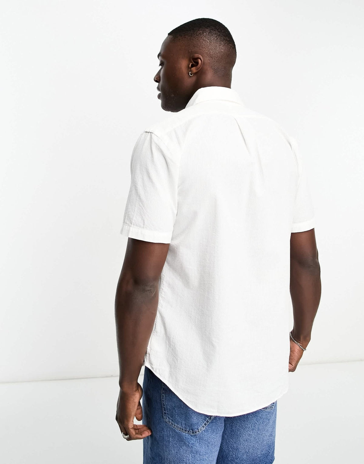 Polo Ralph Lauren icon logo short sleeve seersucker shirt custom fit in white - ASOS Sample Sale