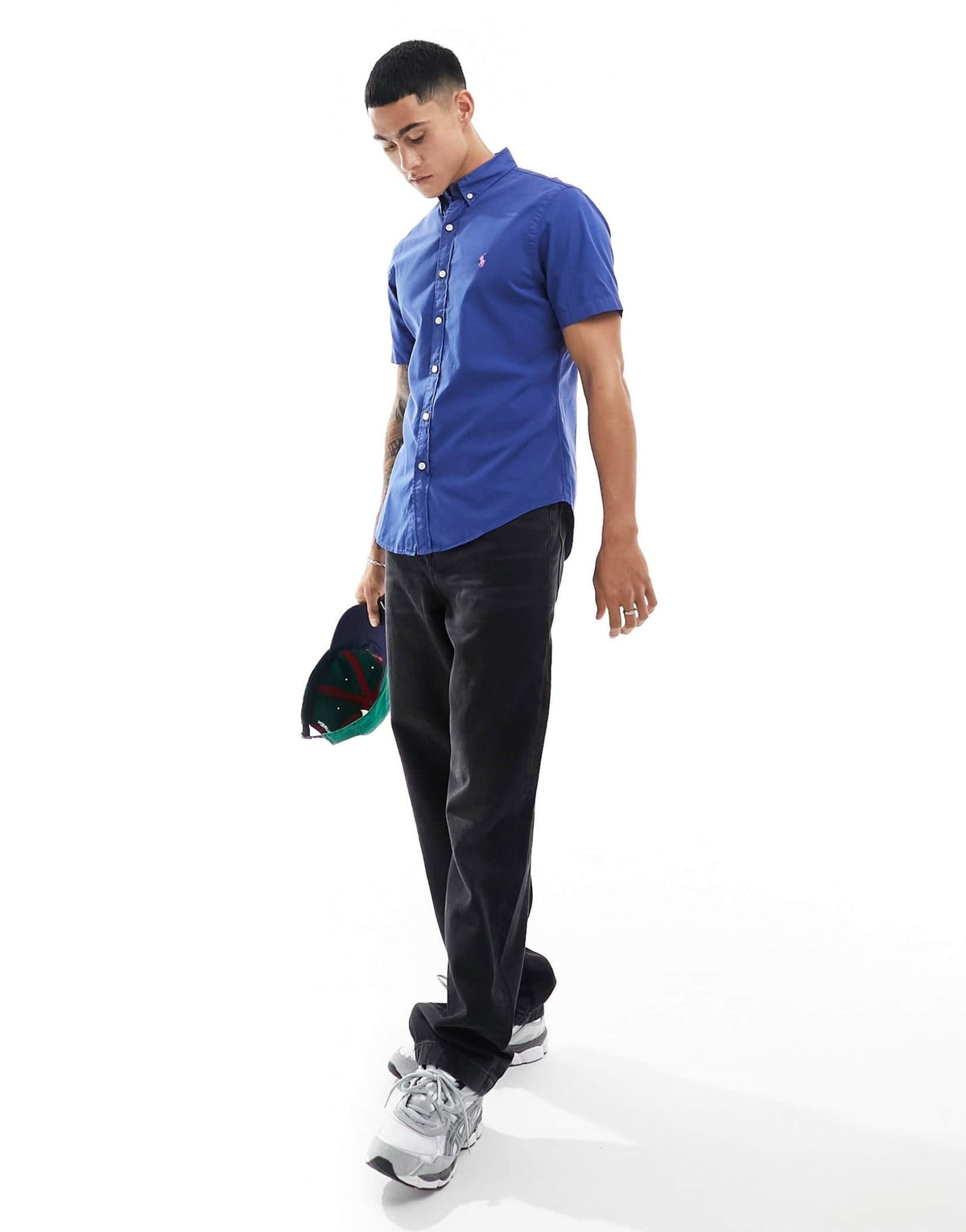 Polo Ralph Lauren icon logo short sleeve twill shirt slim fit in royal blue - ASOS Sample Sale