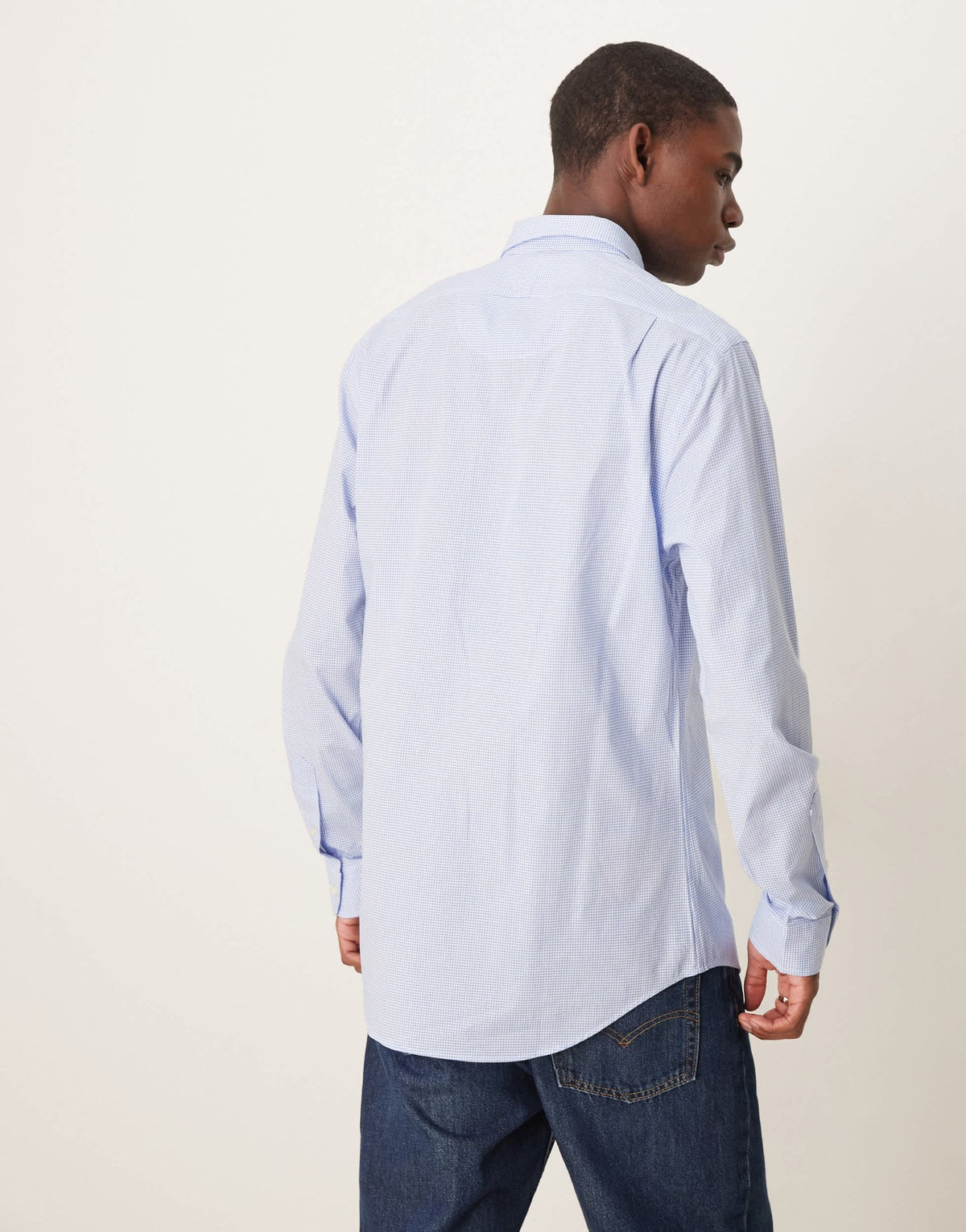 Polo Ralph Lauren icon logo slim fit houndstooth print stretch poplin shirt in light blue - ASOS Sample Sale