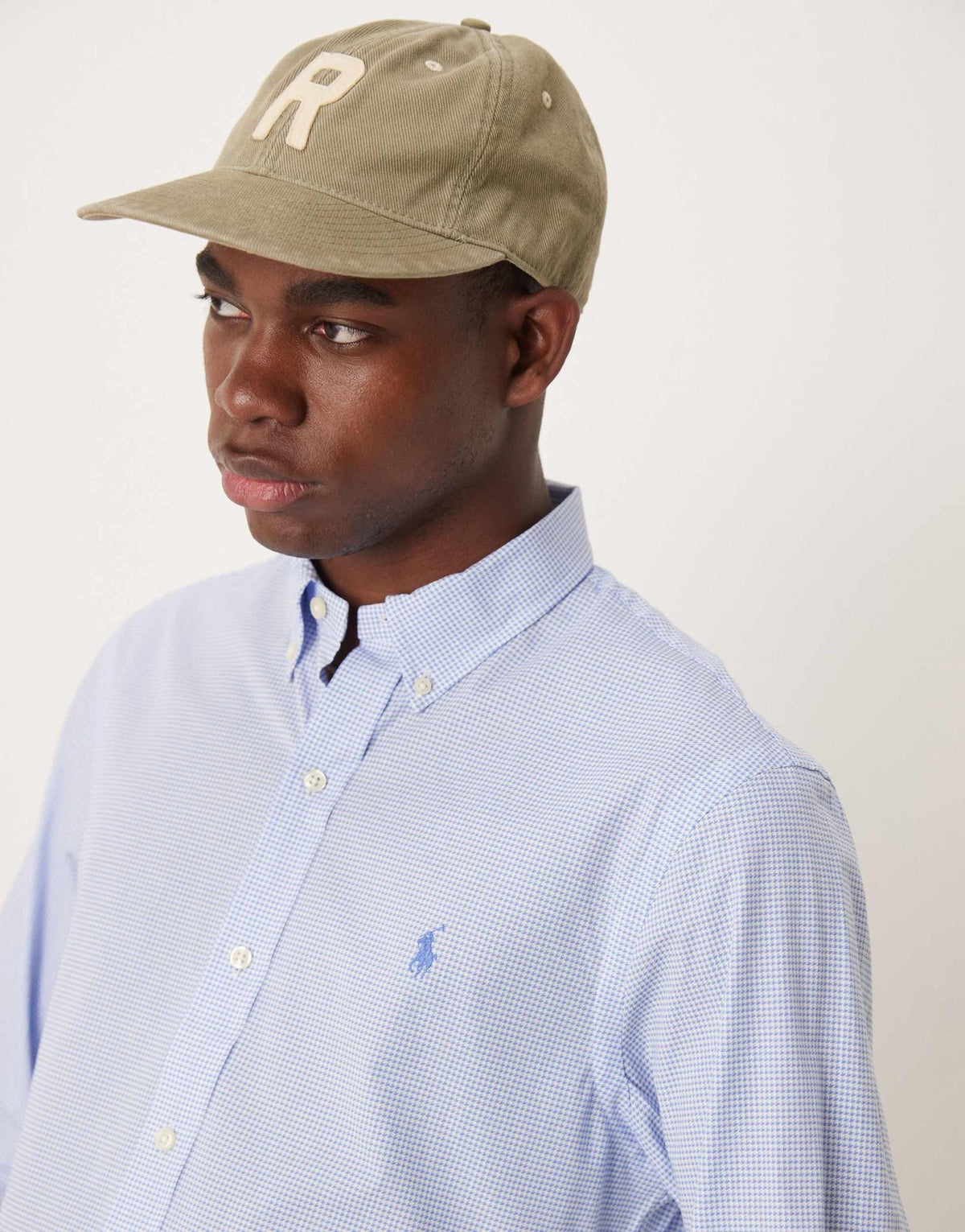 Polo Ralph Lauren icon logo slim fit houndstooth print stretch poplin shirt in light blue - ASOS Sample Sale