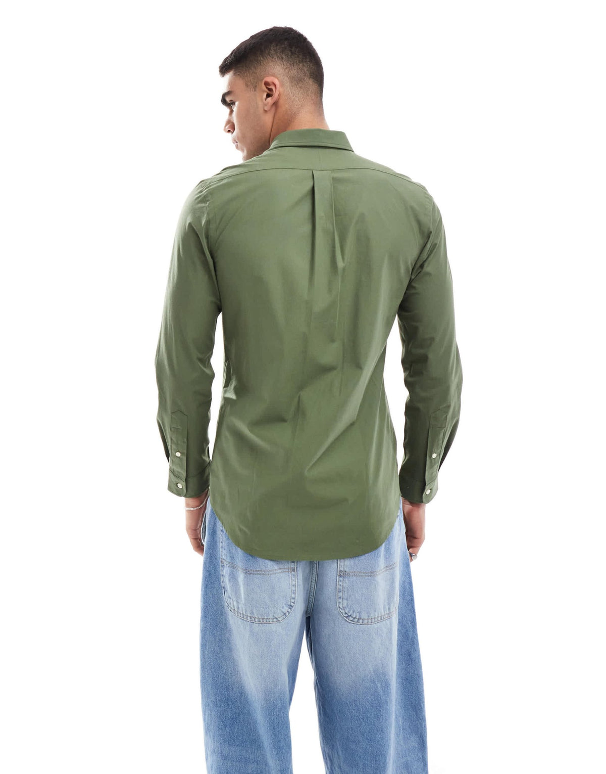 Polo Ralph Lauren icon logo slim fit poplin shirt in olive green - ASOS Sample Sale