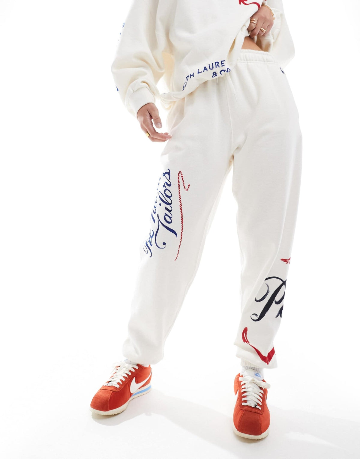 Polo Ralph Lauren nautical print logo joggers co-ord in cream - ASOS Sample Sale