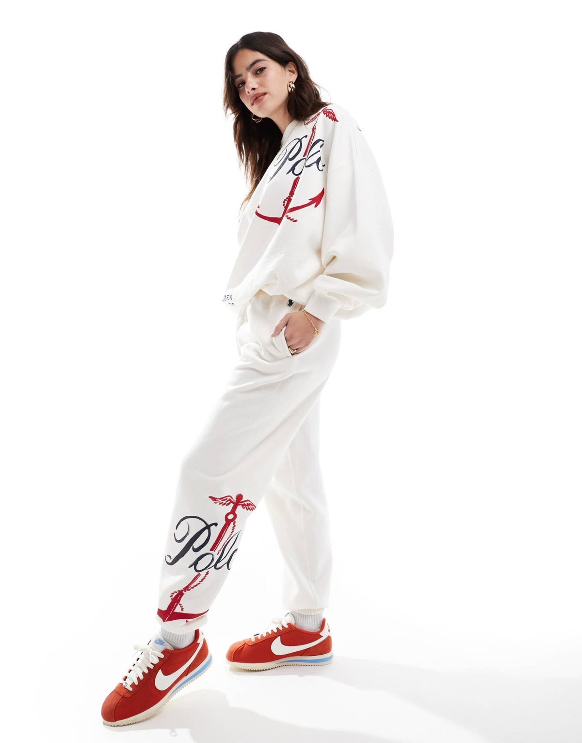 Polo Ralph Lauren nautical print logo joggers co-ord in cream - ASOS Sample Sale