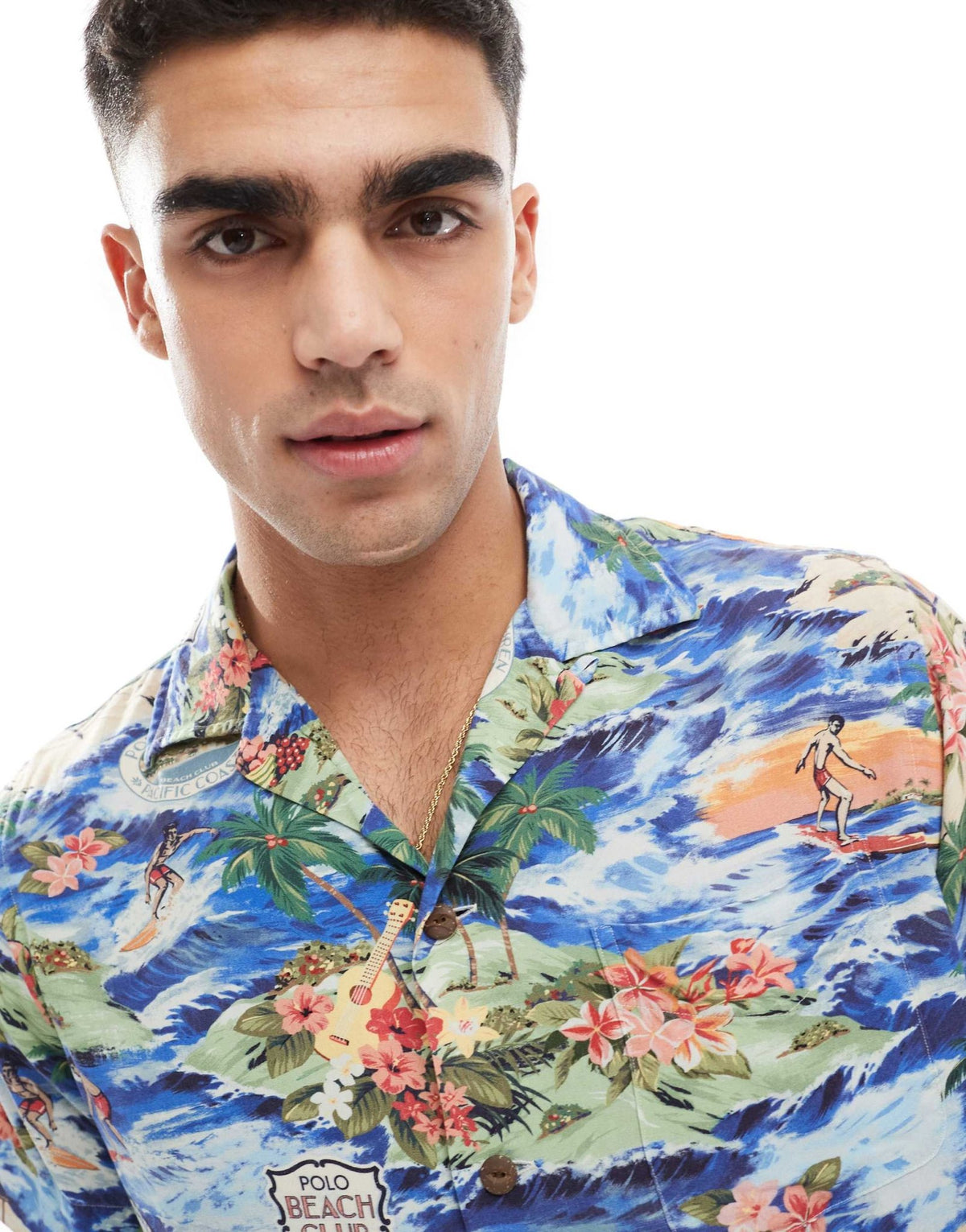 Polo Ralph Lauren short sleeve revere collar surf scenic print rayon shirt classic fit in multi - ASOS Sample Sale