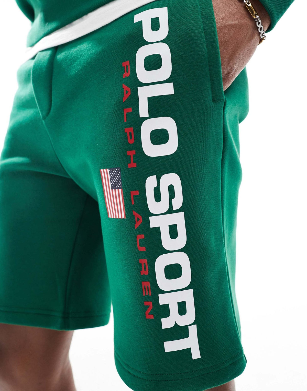 Polo Ralph Lauren Sport capsule large flag logo sweat shorts in mid green CO-ORD - ASOS Sample Sale