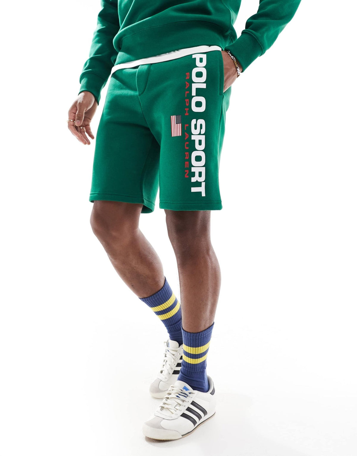 Polo Ralph Lauren Sport capsule large flag logo sweat shorts in mid green CO-ORD - ASOS Sample Sale