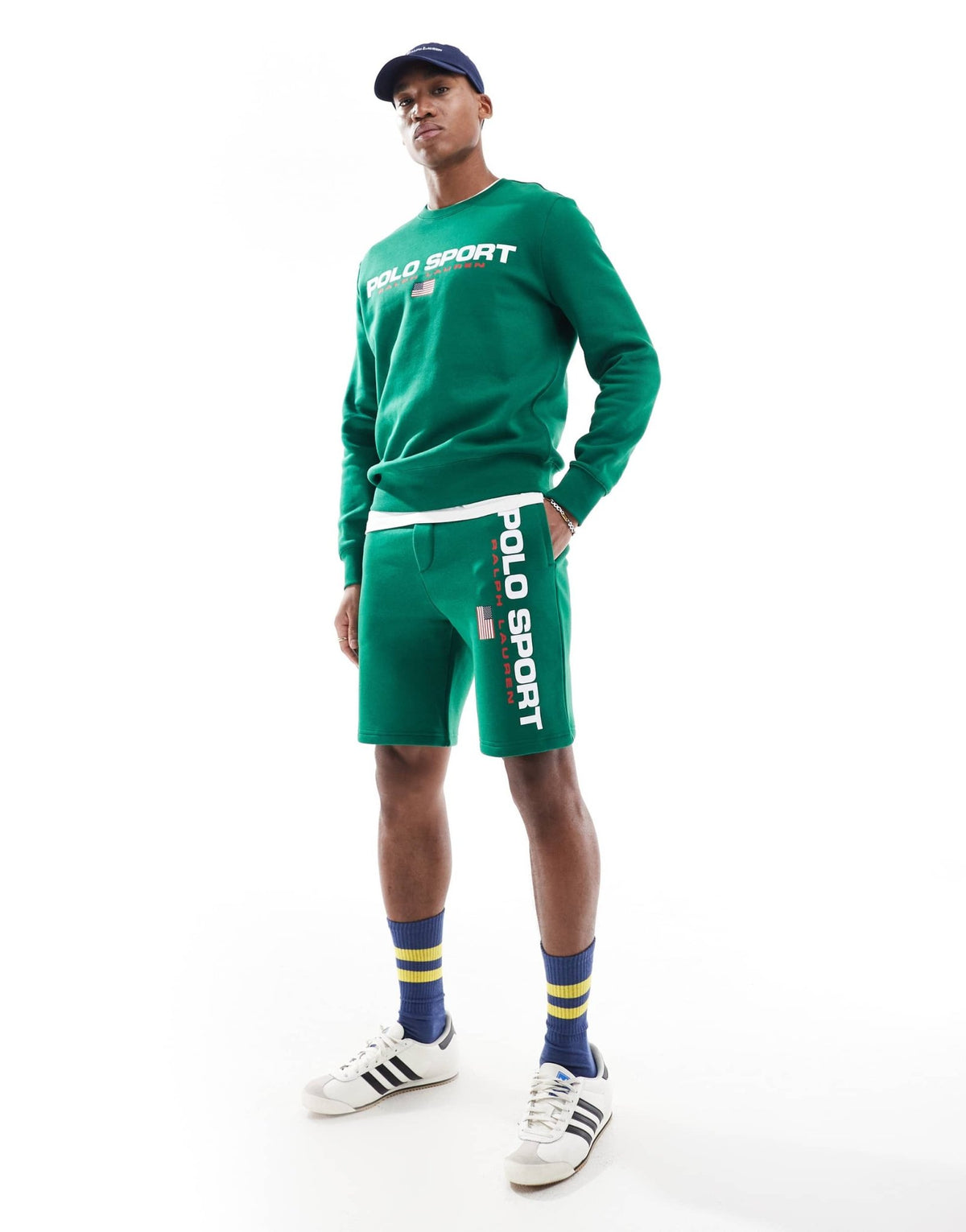 Polo Ralph Lauren Sport capsule large flag logo sweat shorts in mid green CO-ORD - ASOS Sample Sale