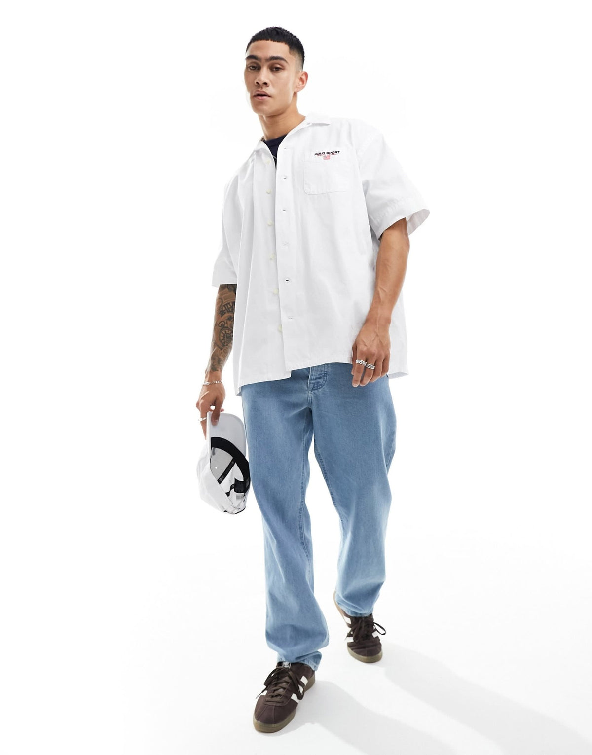 Polo Ralph Lauren Sport Capsule logo pocket short sleeve chino shirt big oversized fit in white - ASOS Sample Sale