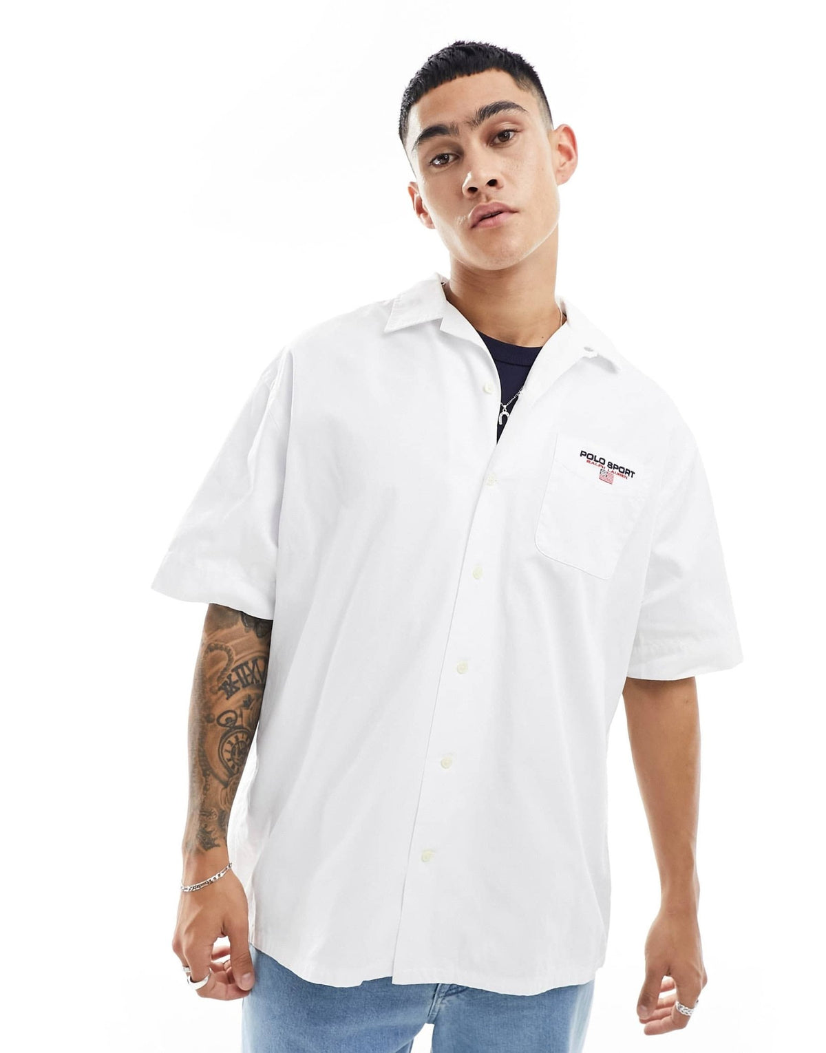 Polo Ralph Lauren Sport Capsule logo pocket short sleeve chino shirt big oversized fit in white - ASOS Sample Sale