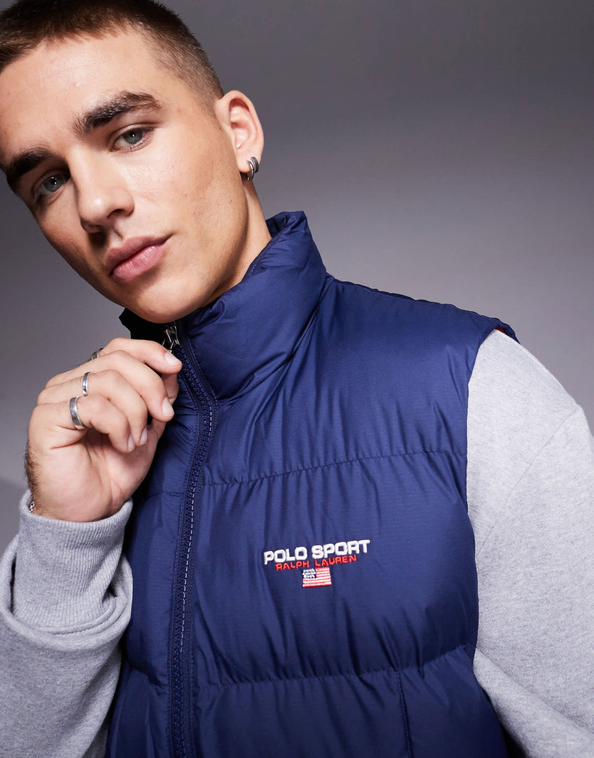 Polo Ralph Lauren Sport Capsule logo puffer gilet in navy - ASOS Sample Sale