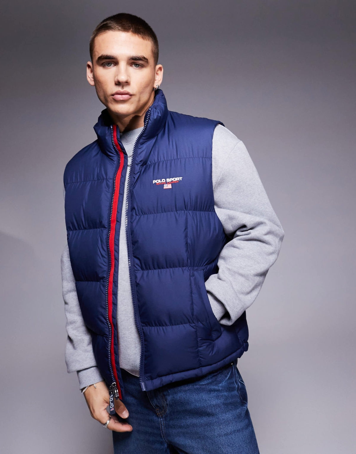 Polo Ralph Lauren Sport Capsule logo puffer gilet in navy - ASOS Sample Sale