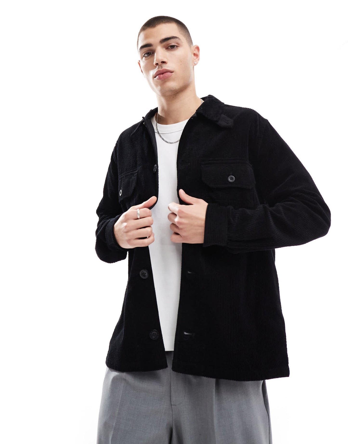 Pretty Green corduroy overshirt in black - ASOS Sample Sale