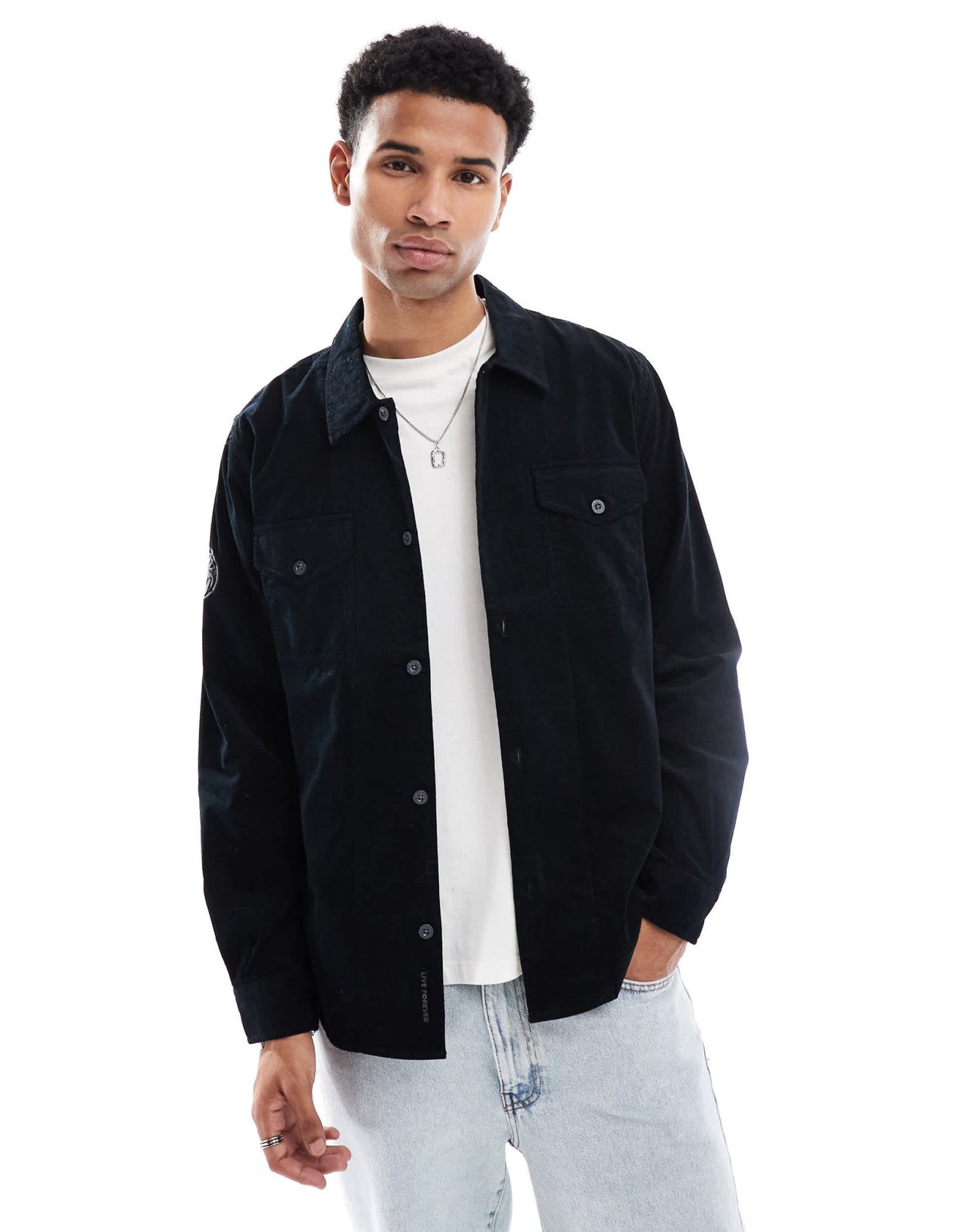 Pretty Green corduroy shirt in black - ASOS Sample Sale