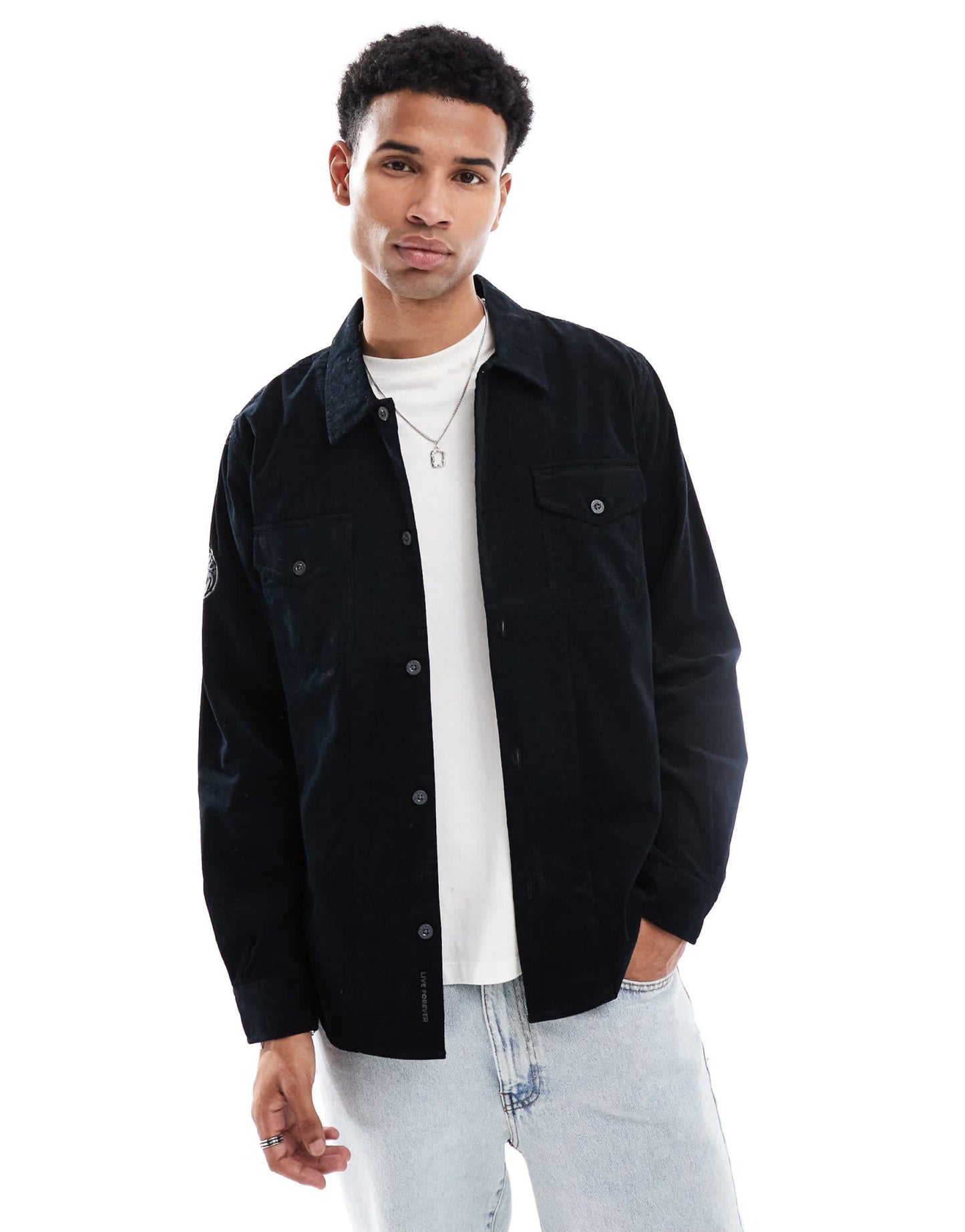 Pretty Green corduroy shirt in black - ASOS Sample Sale