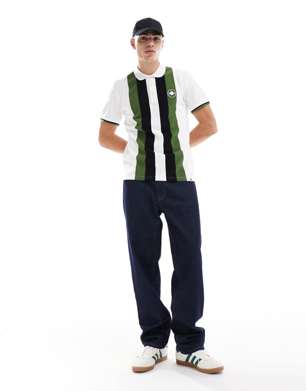 Pretty Green live forever engineered striped polo in white - ASOS Sample Sale